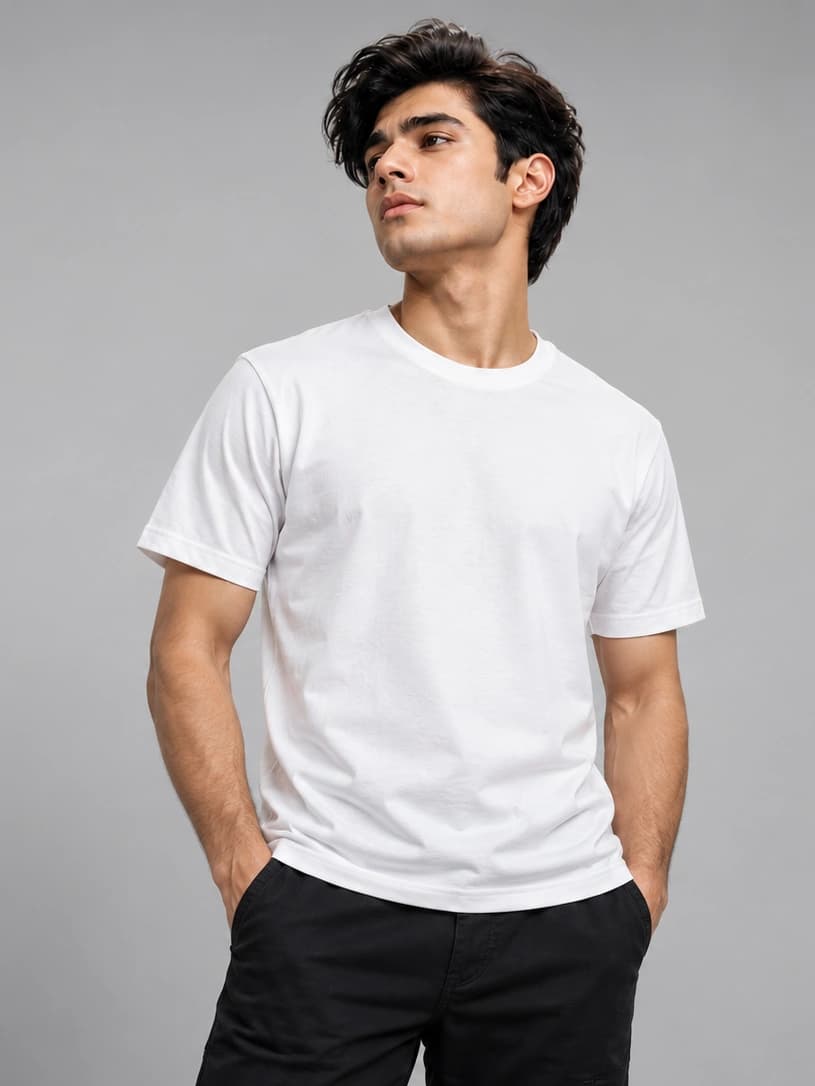 Classic cotton crew-neck blank tee