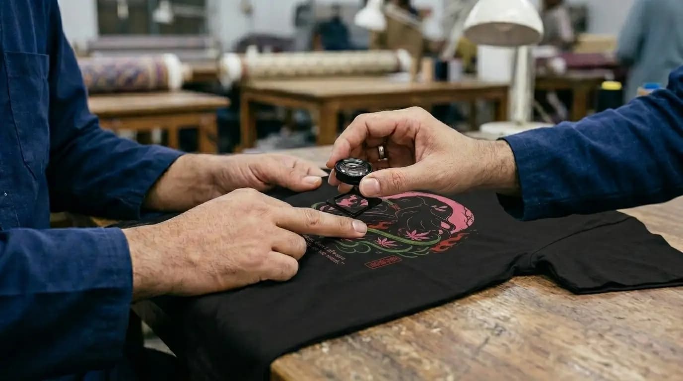 DTG print quality showing a soft-hand finish with ink absorbed into the cotton fibre