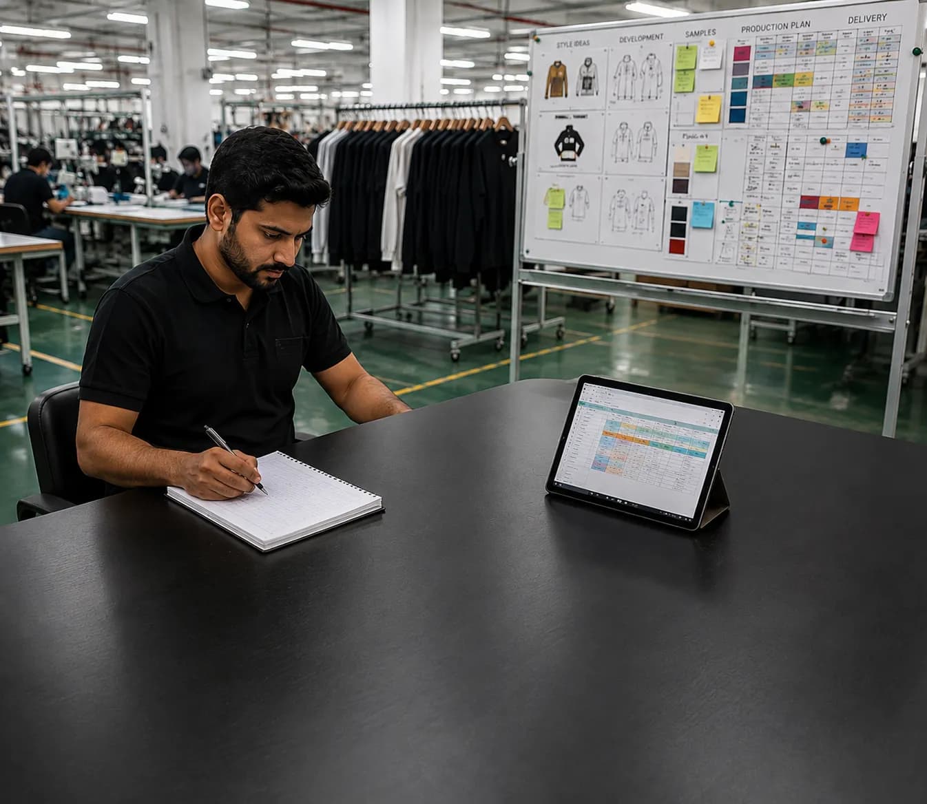 MRP-driven production planning system tracking orders through the factory