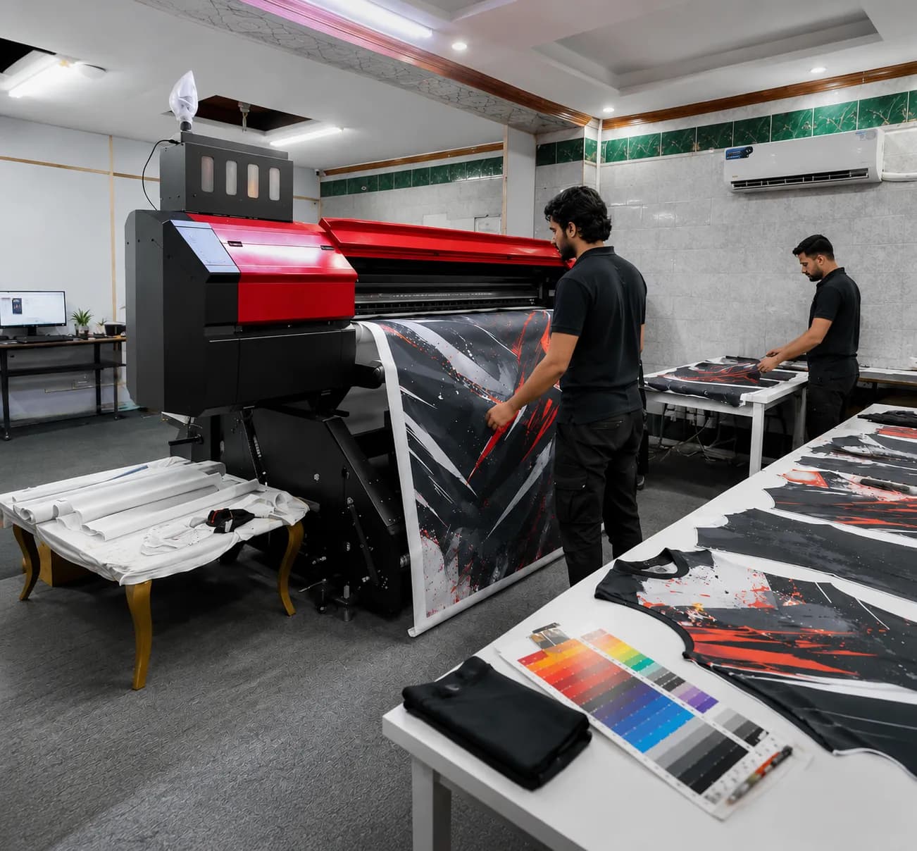 In-house sublimation printing system producing durable all-over graphics