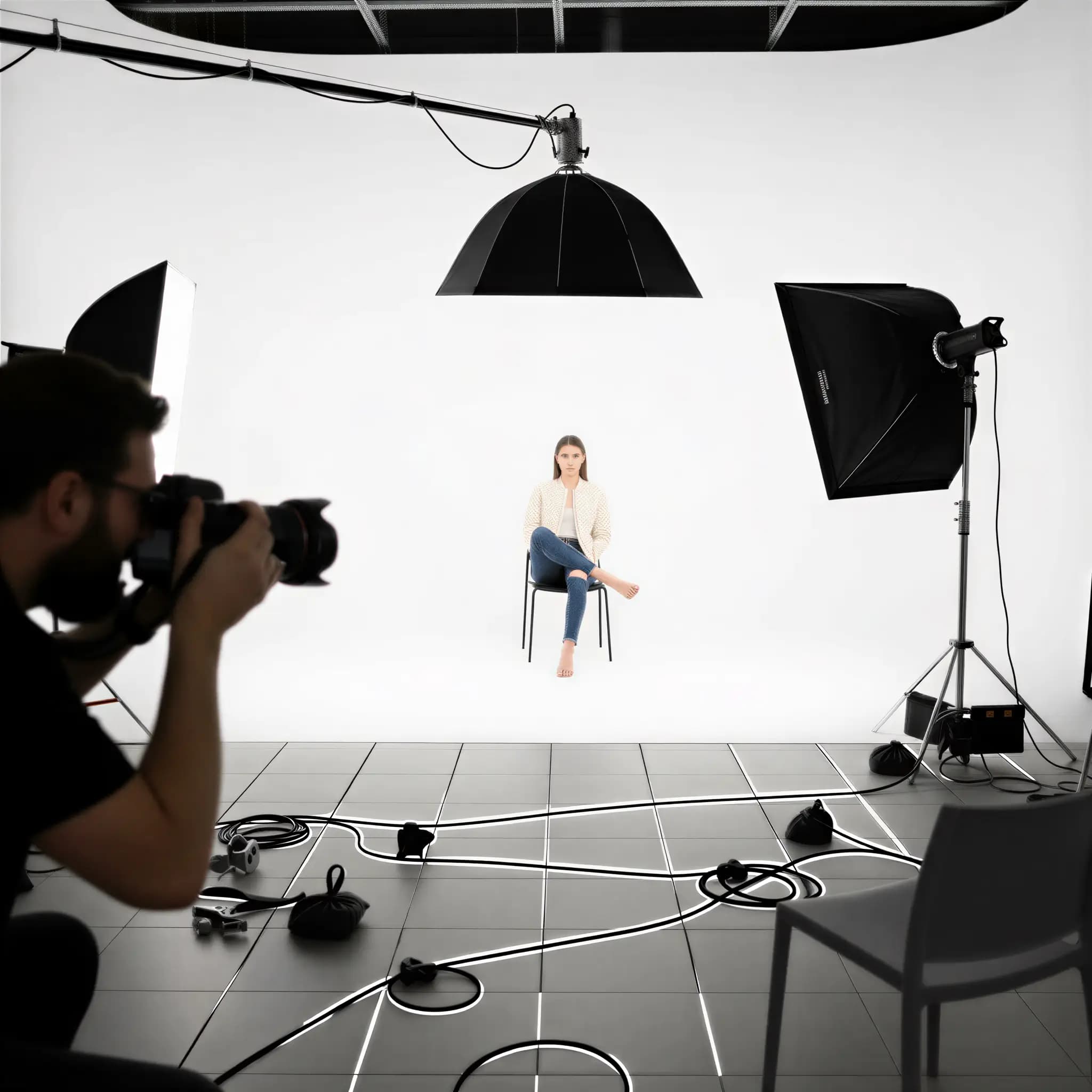 Model photoshoot studio setup