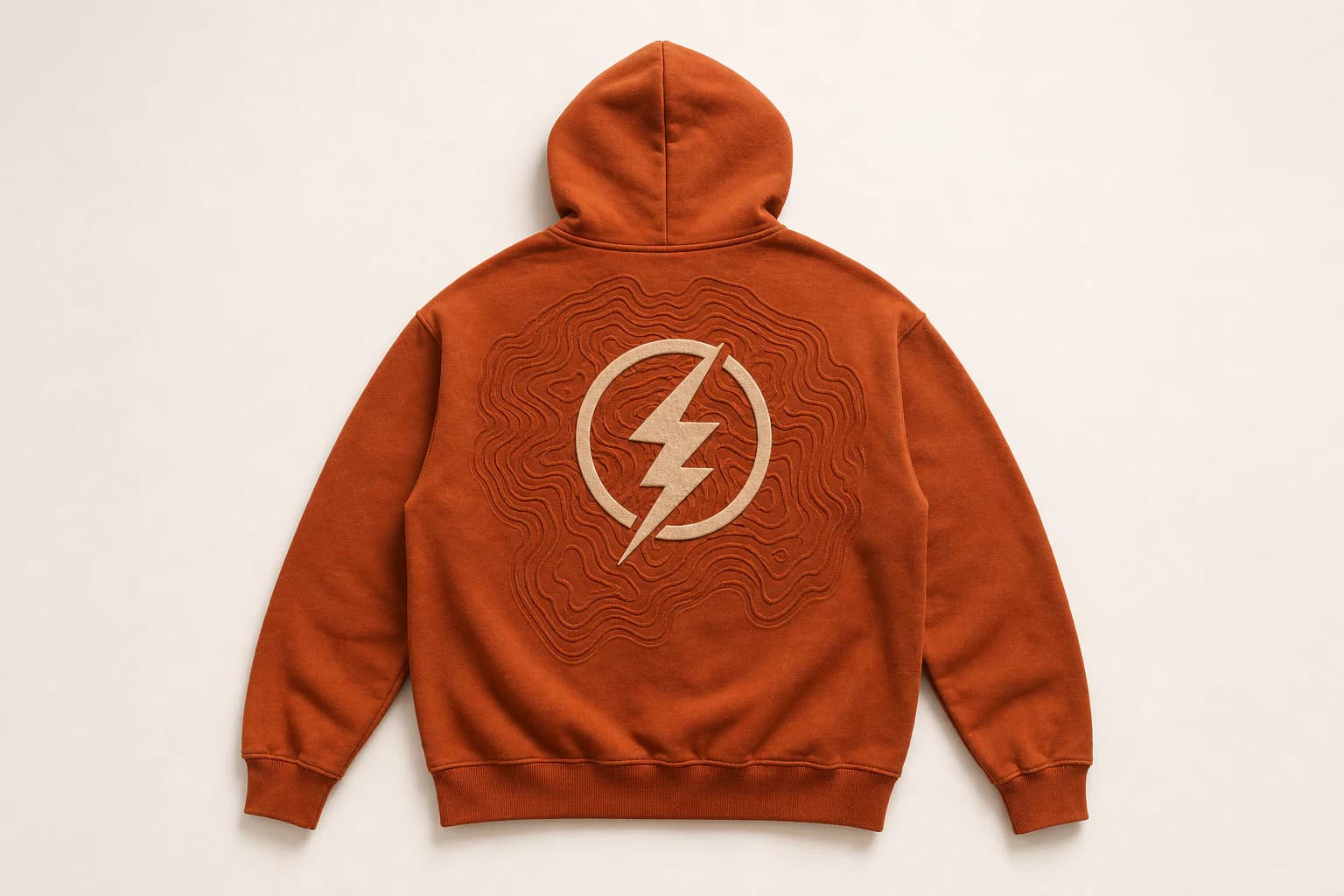 Puff / discharge print decoration on a pullover hoodie