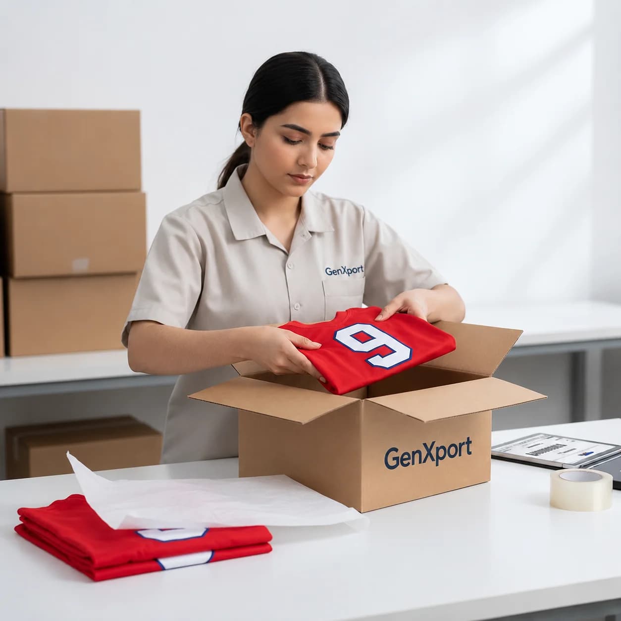 Basketball apparel packaging and fulfilment preparation