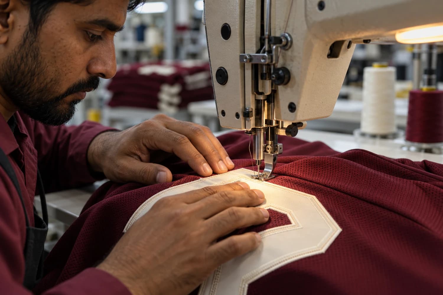 Cut and sew jersey with a name and number applied on the production floor