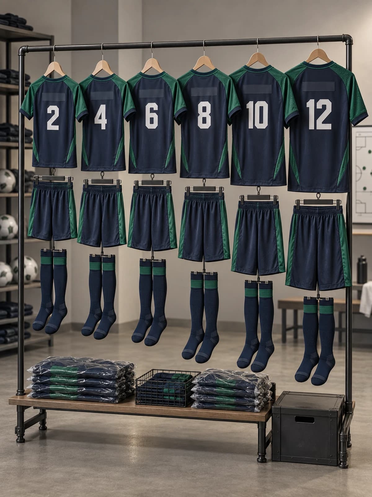 Organized team program with matching named and numbered kits
