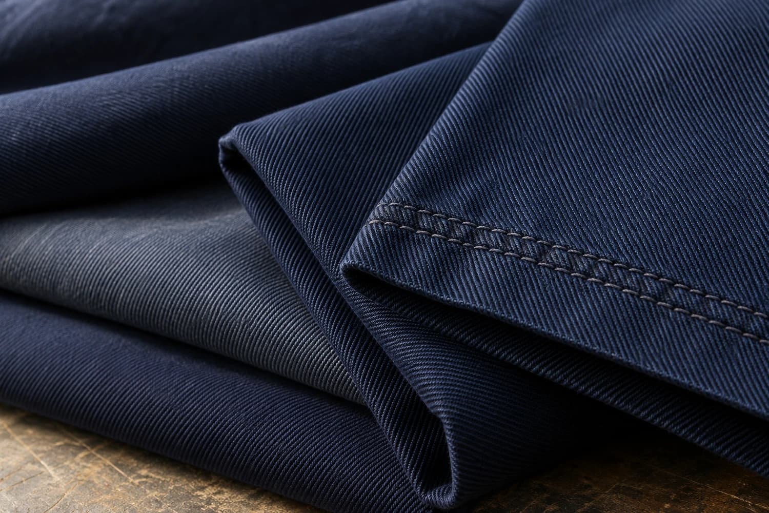 Close-up of heavyweight cotton twill workwear fabric