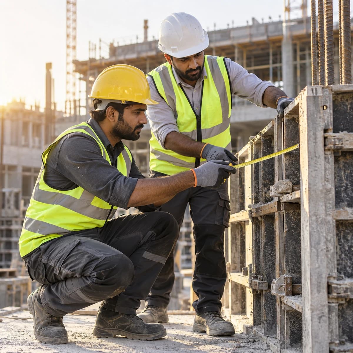 Site crew in hi-vis reinforced workwear