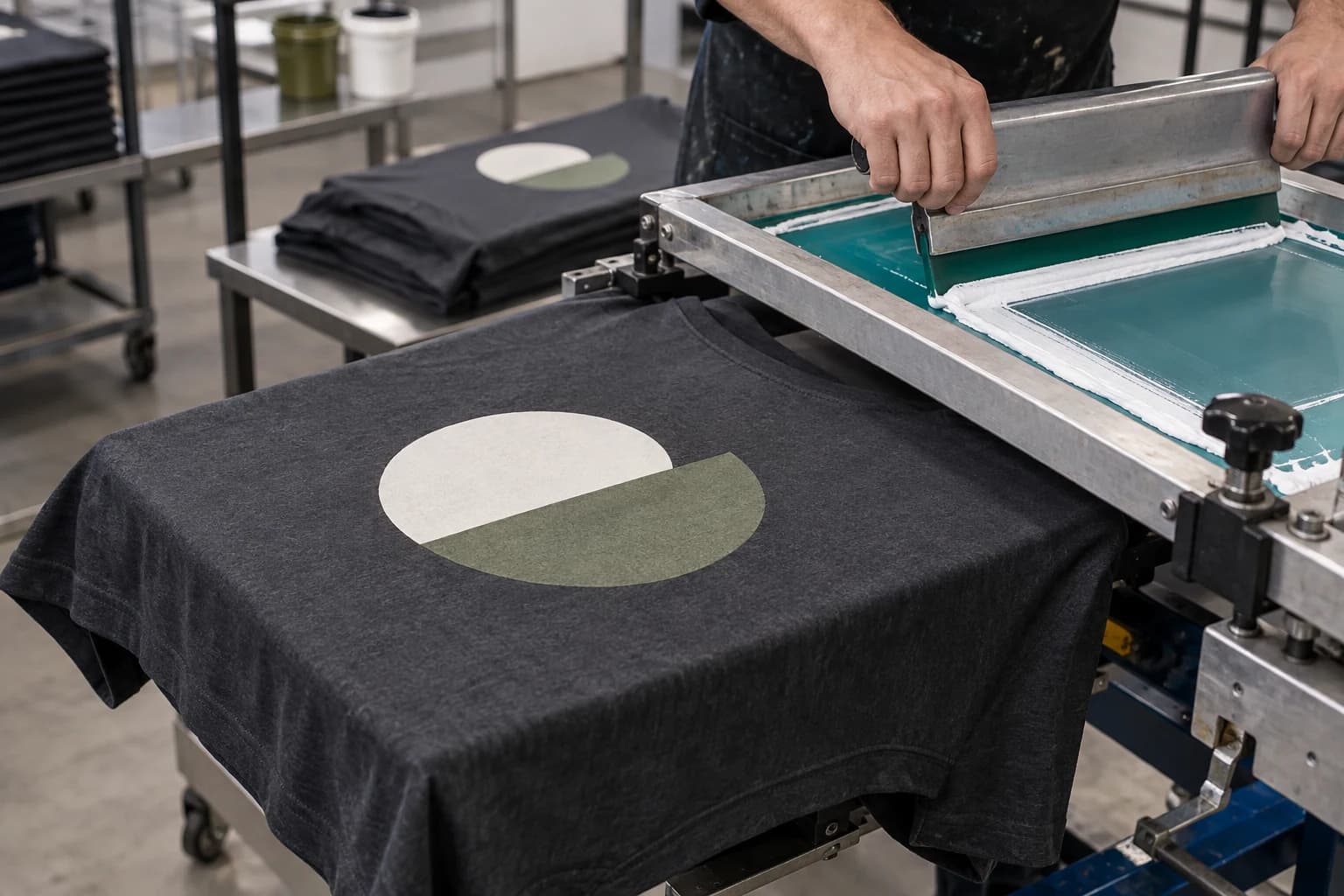 Screen printed large logo on a corporate staff shirt