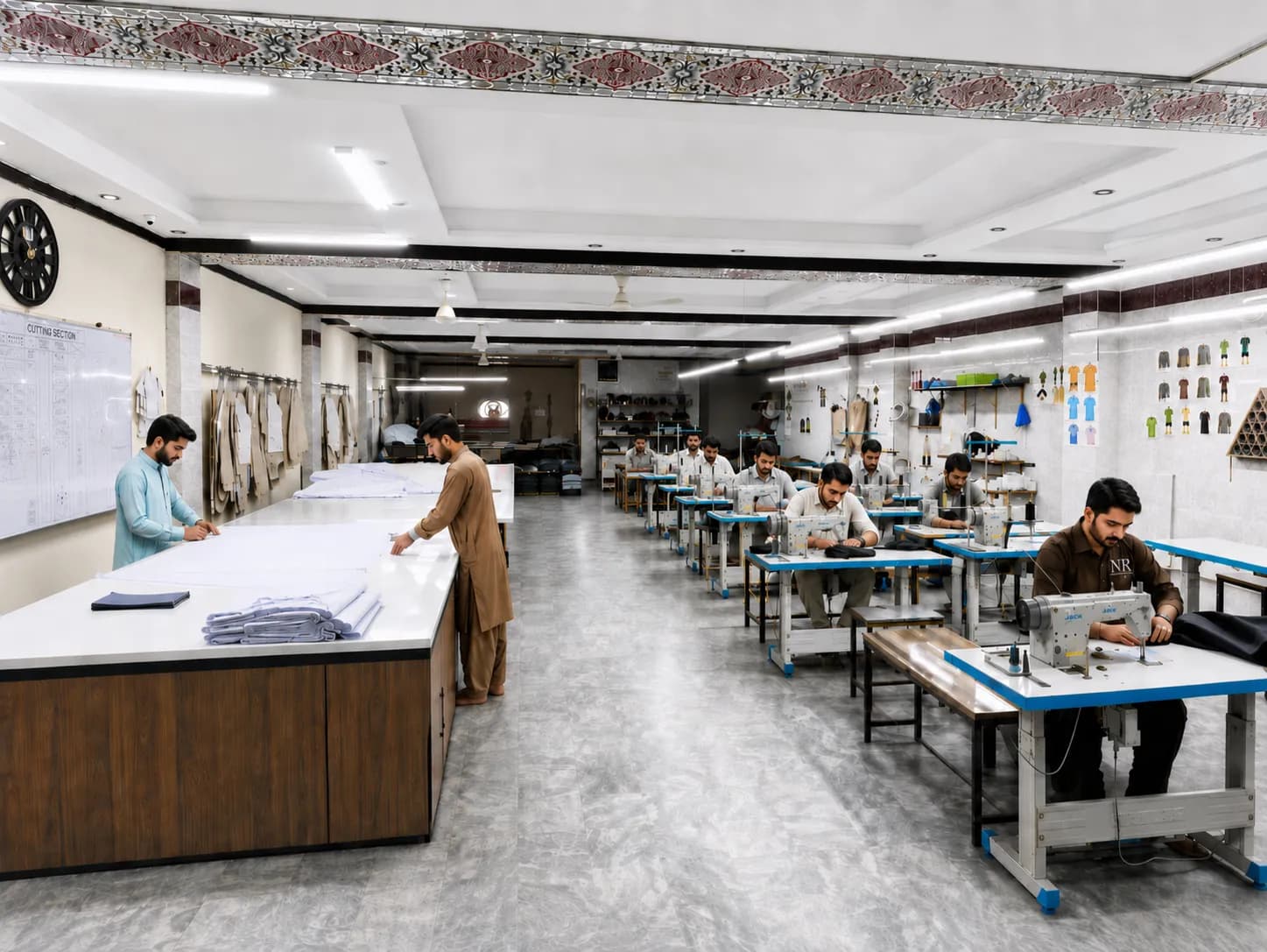 Inside the sewing and construction floor