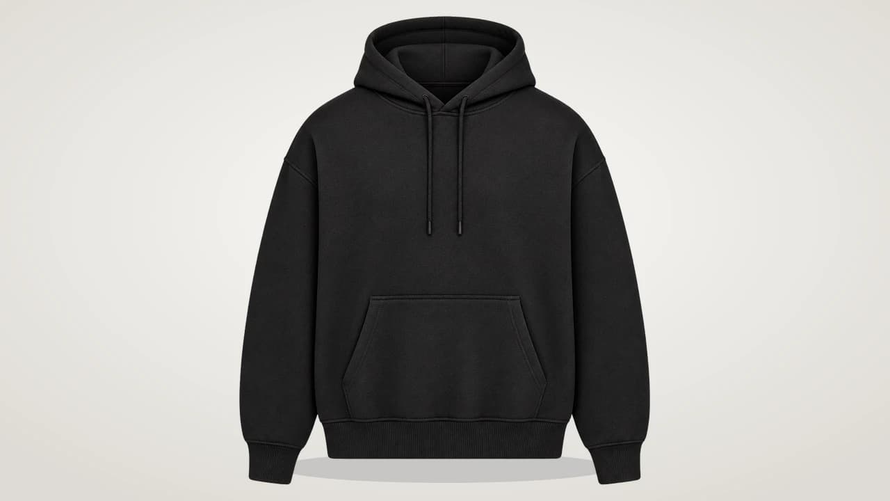 Blank black heavyweight pullover hoodie ready for decoration