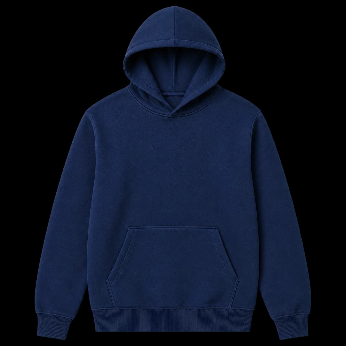 Deep navy custom pullover hoodie manufactured by GenXport