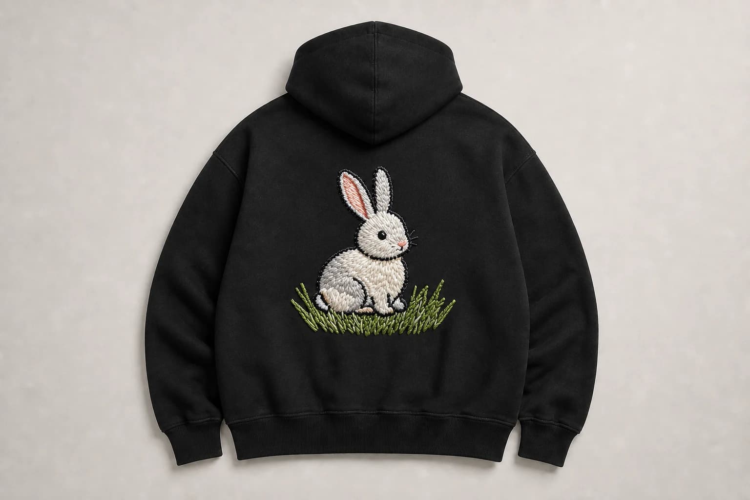 Premium embroidery applied to a custom hoodie