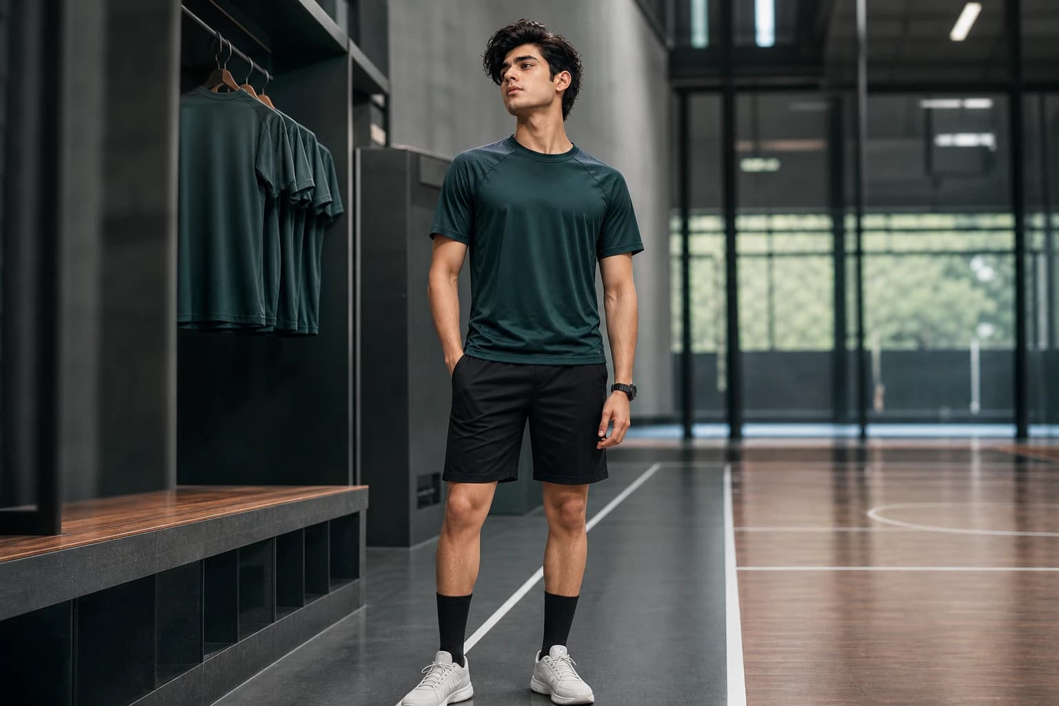 Athlete wearing a private label sports club training kit in a modern facility