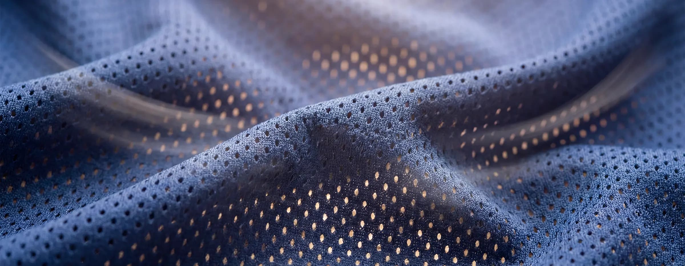 Close view of lightweight polyester micro mesh used for running uniforms