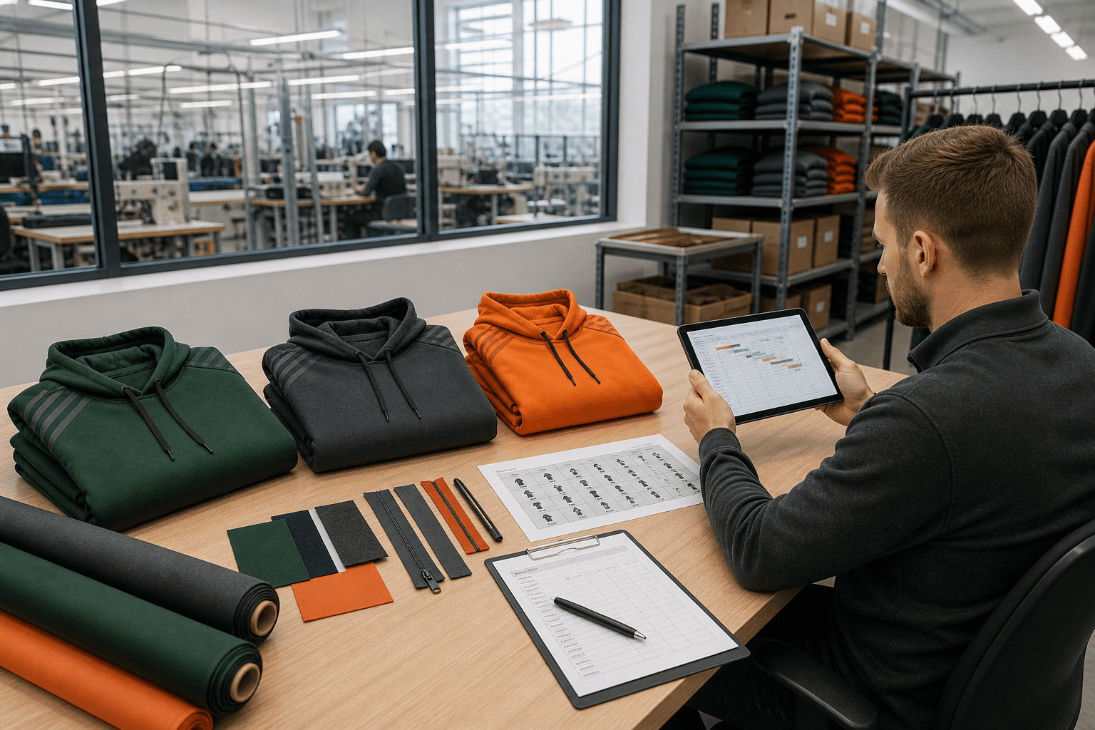Performance fabric selected for sports hoodie production