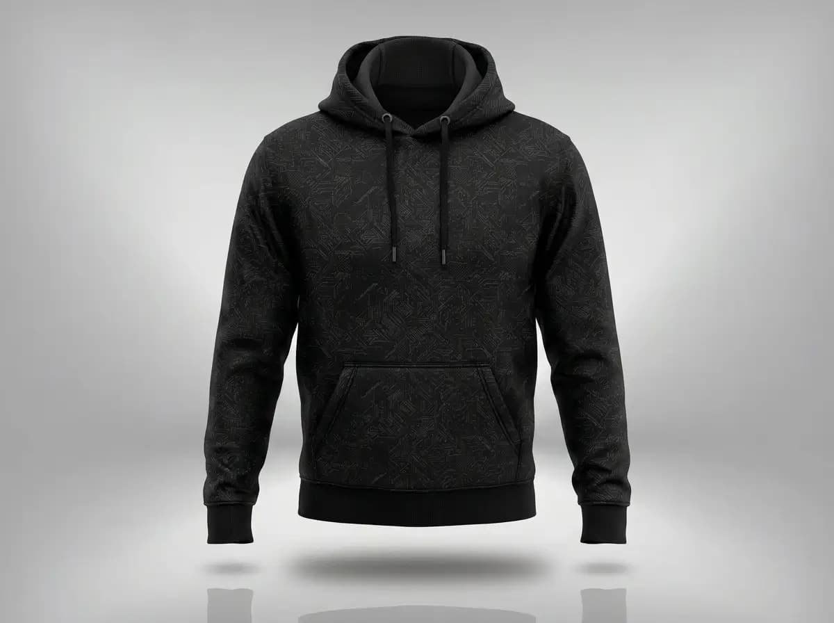 Sublimation-ready panel construction on a sports hoodie
