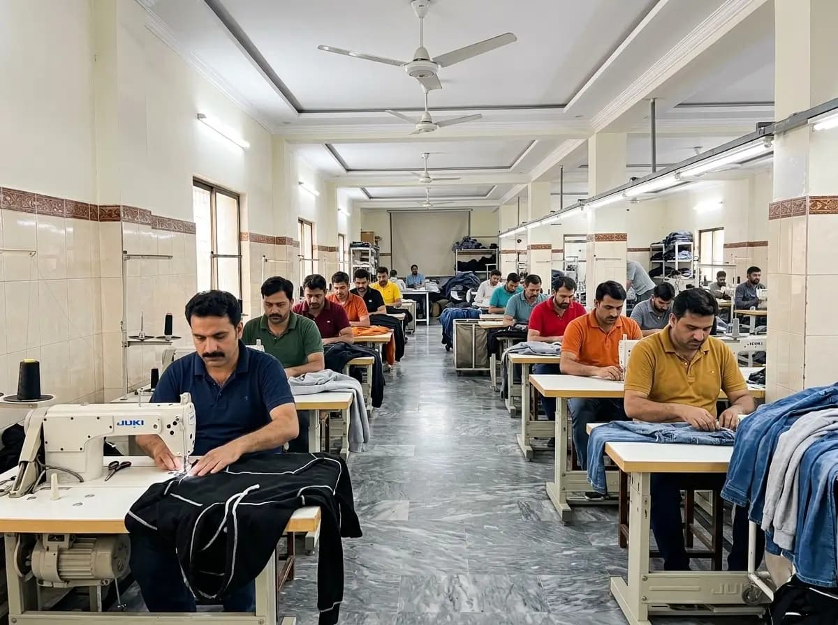 GenXport custom streetwear production team in the factory