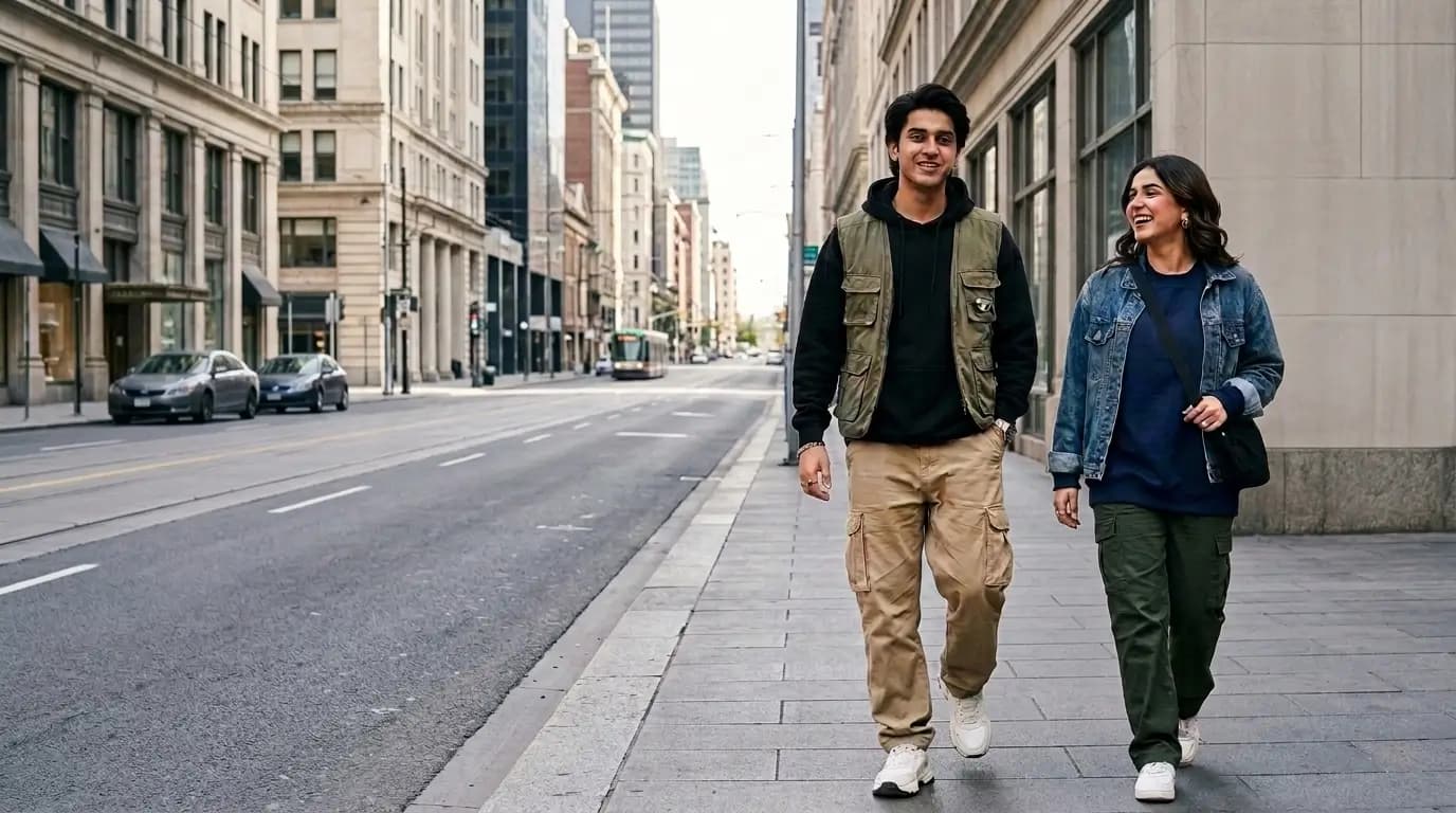 Models wearing custom streetwear manufactured by GenXport