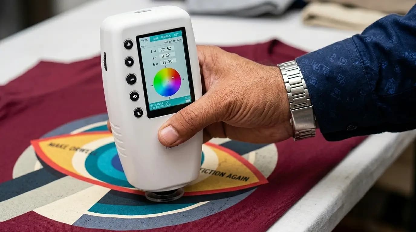 Colour accuracy and print durability testing for sublimation printing using spectral colour control and wash-fastness checks