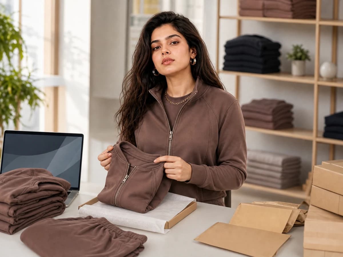Yoga activewear prepared for an ecommerce product drop
