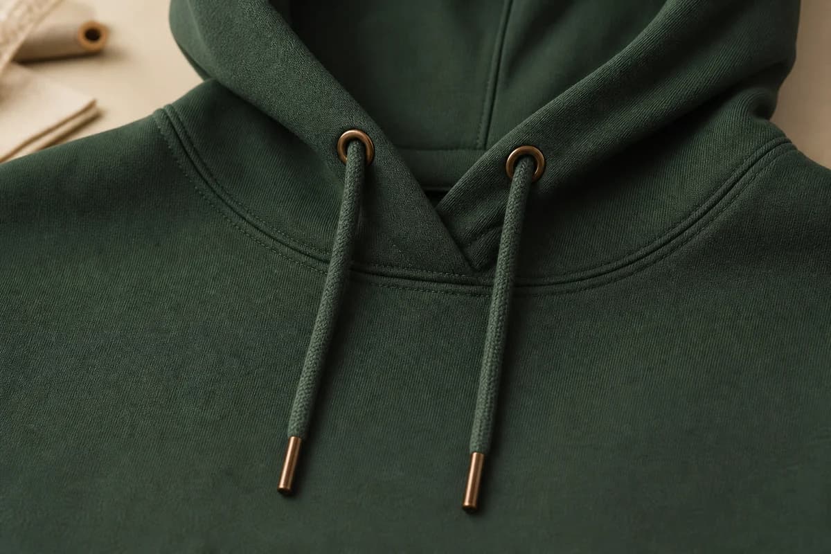 Women's hoodie drawstrings with reinforced metal eyelets