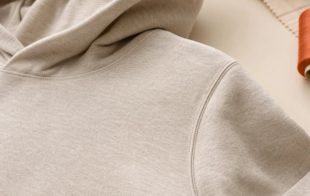 Reinforced seam construction on a women's hoodie